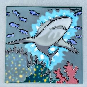 Colorful Shark Ceramic Tile Art